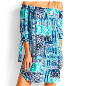 Seafolly Printed Silk Road Off Shoulder Dress